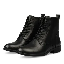 Bottines NOIR Femme Motif Uni Lacets