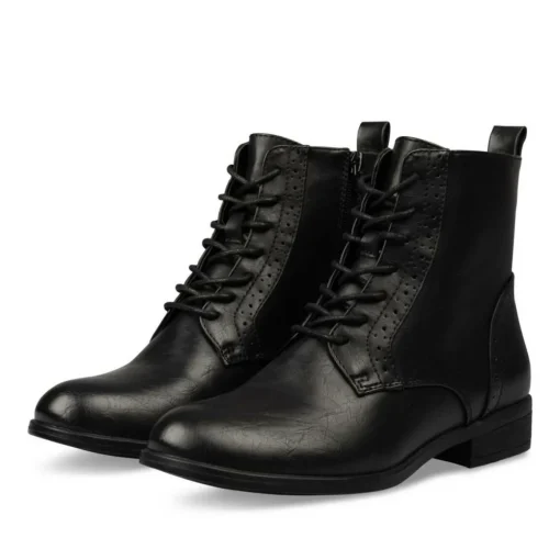 Bottines NOIR Femme Motif Uni Lacets