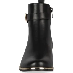 Bottines NOIR Femme Motif Uni Boucle + Fermeture éclair