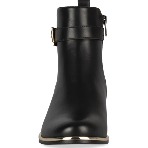 Bottines NOIR Femme Motif Uni Boucle + Fermeture éclair