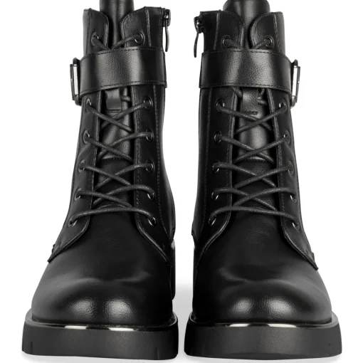 Bottines NOIR Femme Motif Uni Lacets