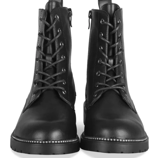 Bottines NOIR Femme Motif Uni Lacets