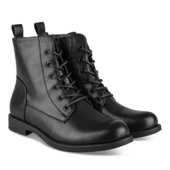 Bottines NOIR Femme Motif Uni Lacets