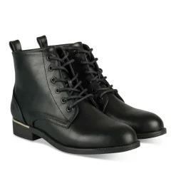 Bottines NOIR Femme Motif Uni Lacets