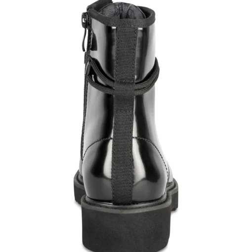 Bottines NOIR Femme Motif Uni Lacets