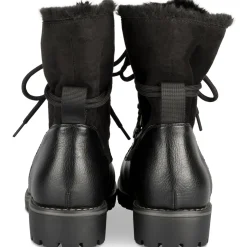 Bottines NOIR Femme Motif Fausse Fourrure Lacets