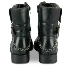 Bottines NOIR Femme Motif Chaîne Lacets