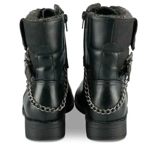 Bottines NOIR Femme Motif Chaîne Lacets