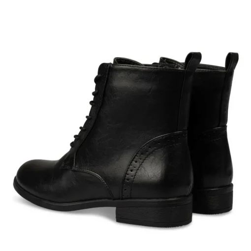 Bottines NOIR Femme Motif Uni Lacets
