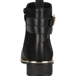 Bottines NOIR Femme Motif Uni Boucle + Fermeture éclair