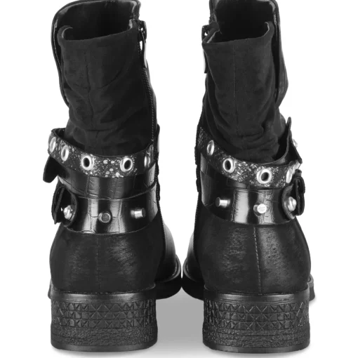 Bottines NOIR Femme Motif Clouté Fermeture éclair