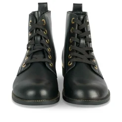 Bottines NOIR Femme Motif Uni Lacets