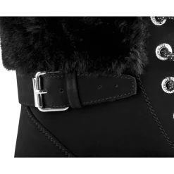 Bottines NOIR Femme Motif Fausse Fourrure Lacets