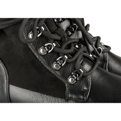 Bottines NOIR Femme Motif Fausse Fourrure Lacets