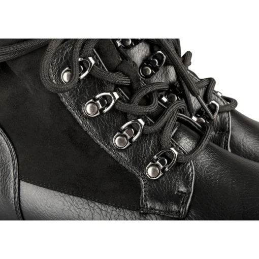 Bottines NOIR Femme Motif Fausse Fourrure Lacets