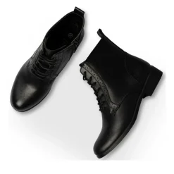 Bottines NOIR Femme Motif Uni Lacets