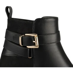 Bottines NOIR Femme Motif Uni Boucle + Fermeture éclair