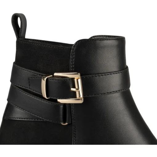 Bottines NOIR Femme Motif Uni Boucle + Fermeture éclair