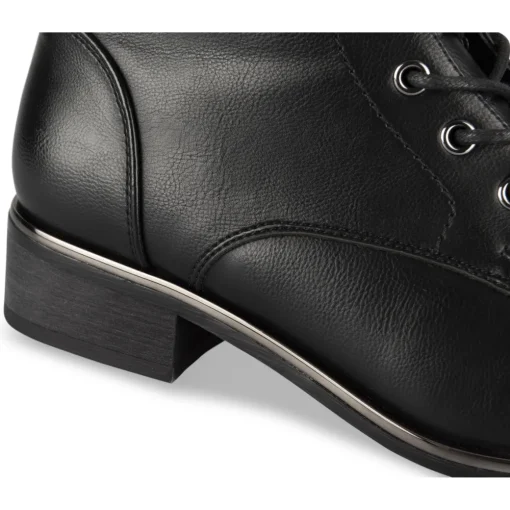 Bottines NOIR Femme Motif Uni Lacets