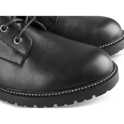 Bottines NOIR Femme Motif Uni Lacets