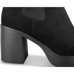 Bottines NOIR Femme Motif Uni Elastique