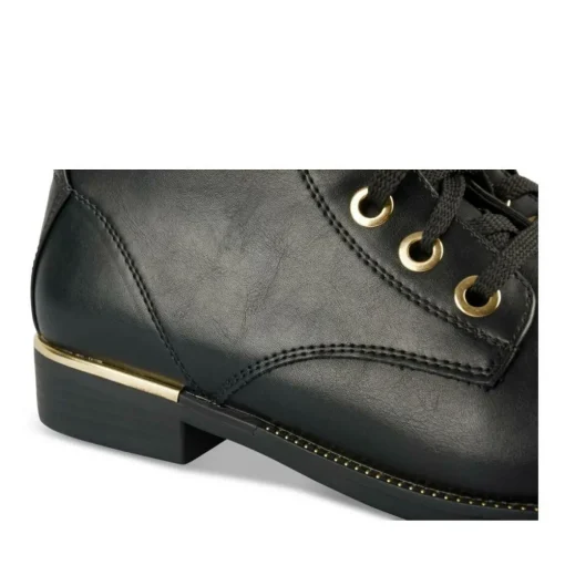 Bottines NOIR Femme Motif Uni Lacets