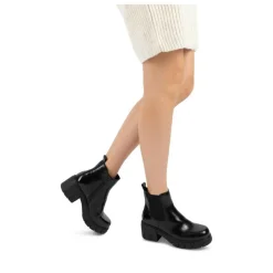 Bottines NOIR Femme Motif Vernis Elastique