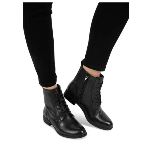 Bottines NOIR Femme Motif Uni Lacets