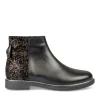 Bottines NOIR Fille CUIR Motif Uni Lacets