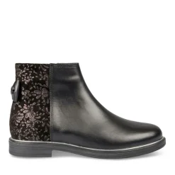 Bottines NOIR Fille CUIR Motif Uni Lacets