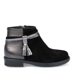 Bottines NOIR Fille CUIR Motif Paillettes Fermeture éclair