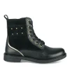 Bottines NOIR Fille CUIR Motif Clouté Lacets