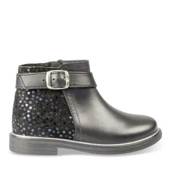 Bottines NOIR Fille CUIR Motif Uni Fermeture éclair