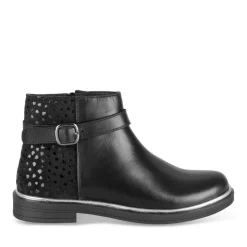 Bottines NOIR Fille CUIR Motif Uni Fermeture éclair