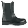 Bottines NOIR Fille CUIR Motif Uni Fermeture éclair