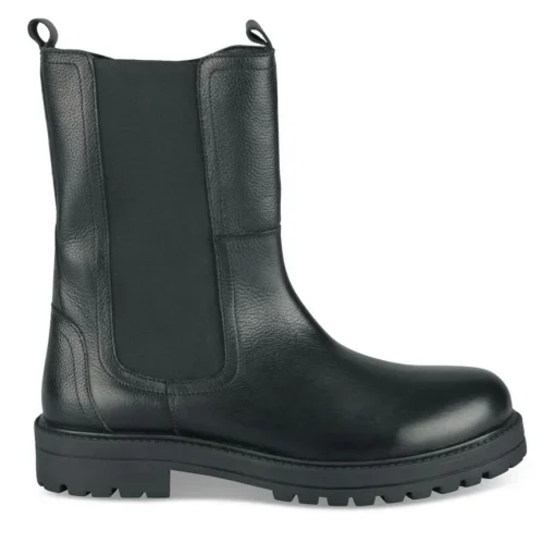 Bottines NOIR Fille CUIR Motif Uni Fermeture éclair
