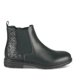 Bottines NOIR Fille CUIR Motif Uni Fermeture éclair