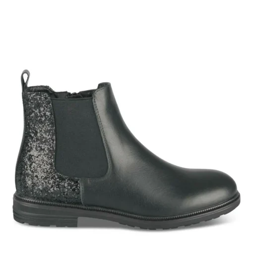 Bottines NOIR Fille CUIR Motif Uni Fermeture éclair