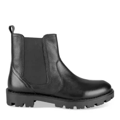 Bottines NOIR Fille CUIR Motif Uni Fermeture éclair