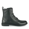 Bottines NOIR Fille CUIR Motif Uni Lacets