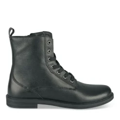 Bottines NOIR Fille CUIR Motif Uni Lacets
