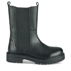 Bottines NOIR Fille CUIR Motif Uni Fermeture éclair
