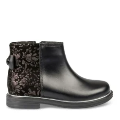 Bottines NOIR Fille CUIR Motif Uni Fermeture éclair