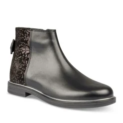 Bottines NOIR Fille CUIR Motif Uni Lacets