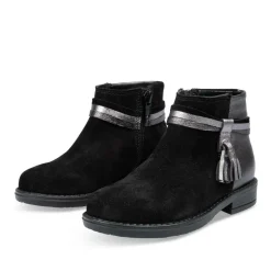 Bottines NOIR Fille CUIR Motif Paillettes Fermeture éclair