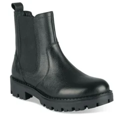 Bottines NOIR Fille CUIR Motif Uni Fermeture éclair