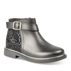 Bottines NOIR Fille CUIR Motif Uni Fermeture éclair