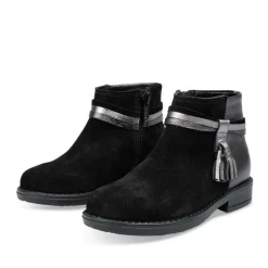 Bottines NOIR Fille CUIR Motif Paillettes Fermeture éclair