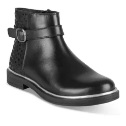Bottines NOIR Fille CUIR Motif Uni Fermeture éclair