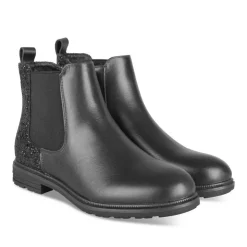 Bottines NOIR Fille CUIR Motif Uni Fermeture éclair